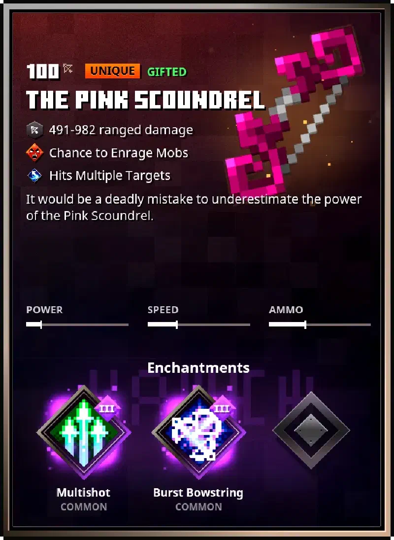 The Pink Scoundrel item stats card