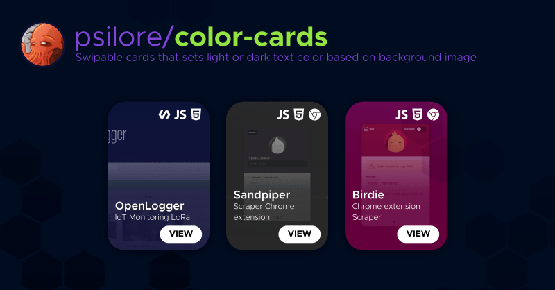 Dynamic color cards UI design example