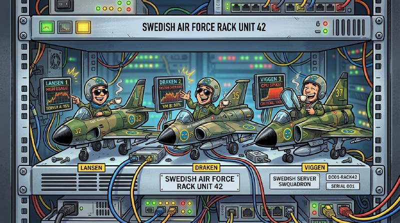 Swedish Fighter Jets in a Proxmox Server Rack