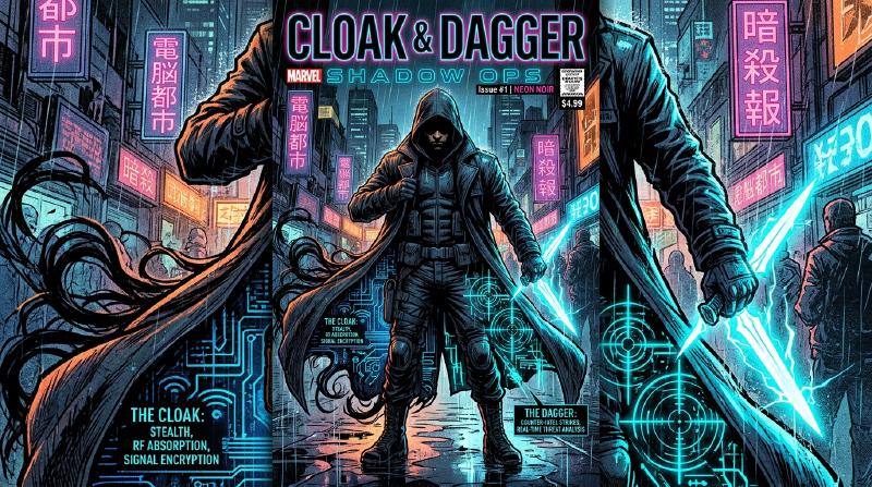 Cloak & Dagger style graphic novel cover artwork